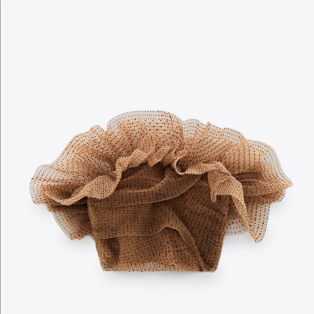 Zara tulle crop top brown Nwt medium - Picture 3 of 5